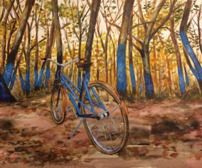 Blaues Fahrrad im Grunewald